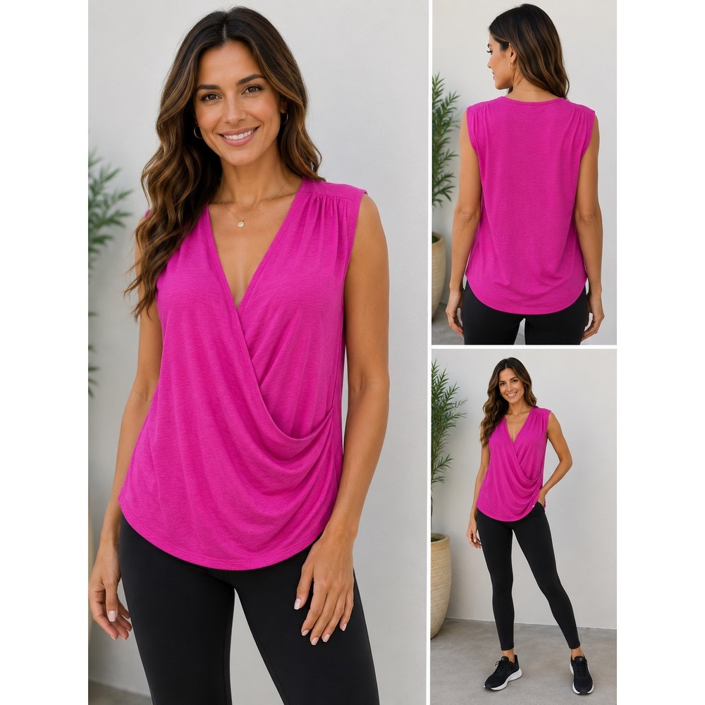 Athleta Womens Pink Sleeveless Wrap Top Large